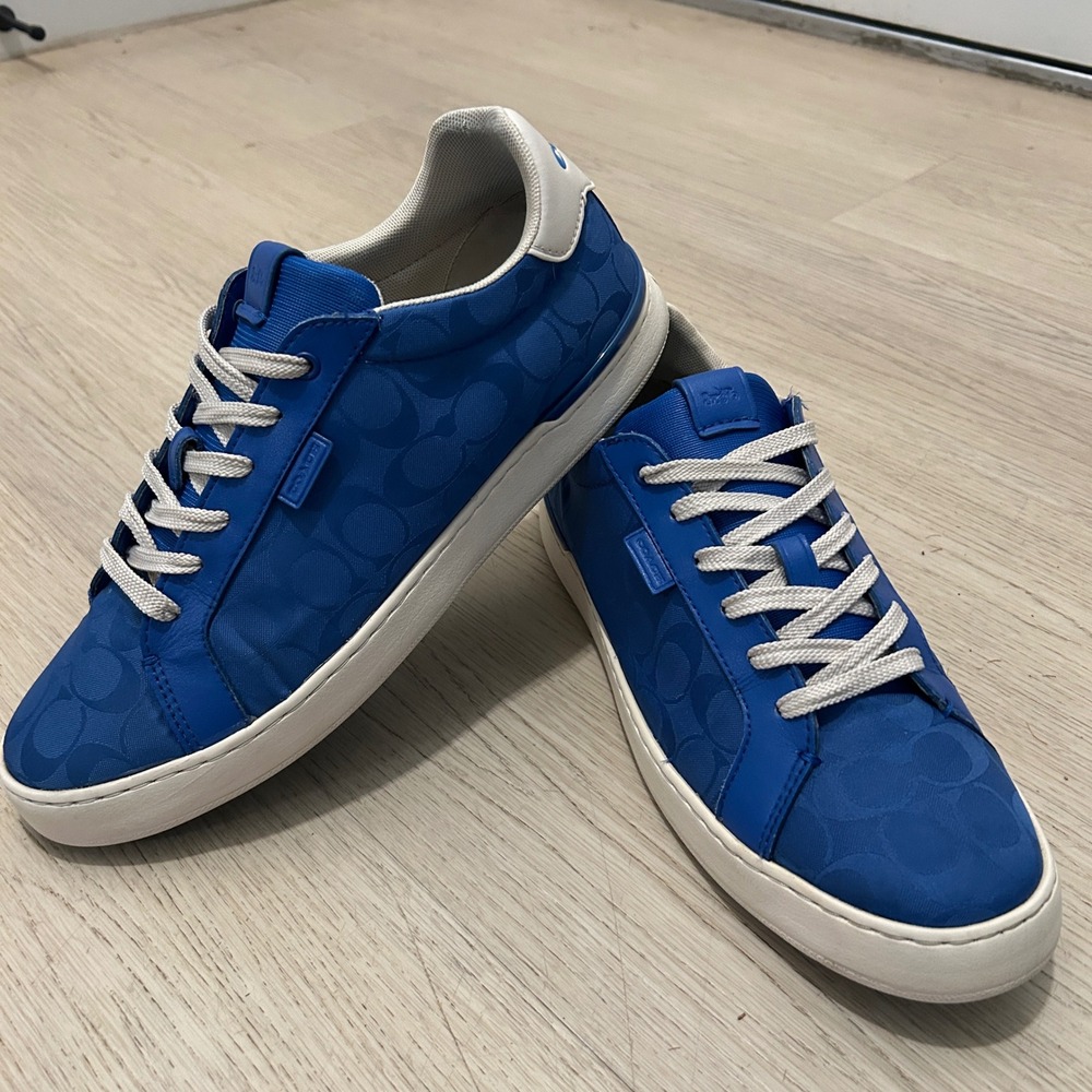 Coach Mens C8872 Signature Jacquard Low Top Sneakers Blue Size 10.5D